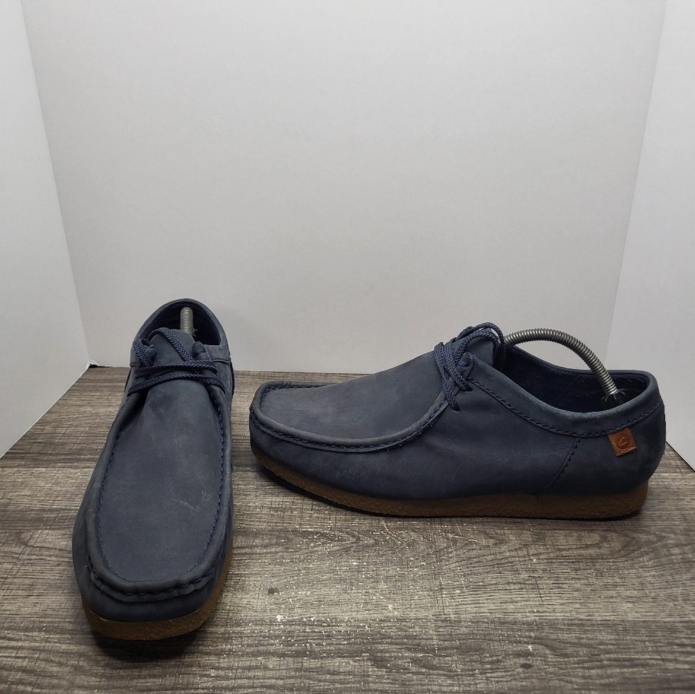 Clarks Collection Wallabees Shoes Men Size 12 Blue Suede Leather Moccasin 15522